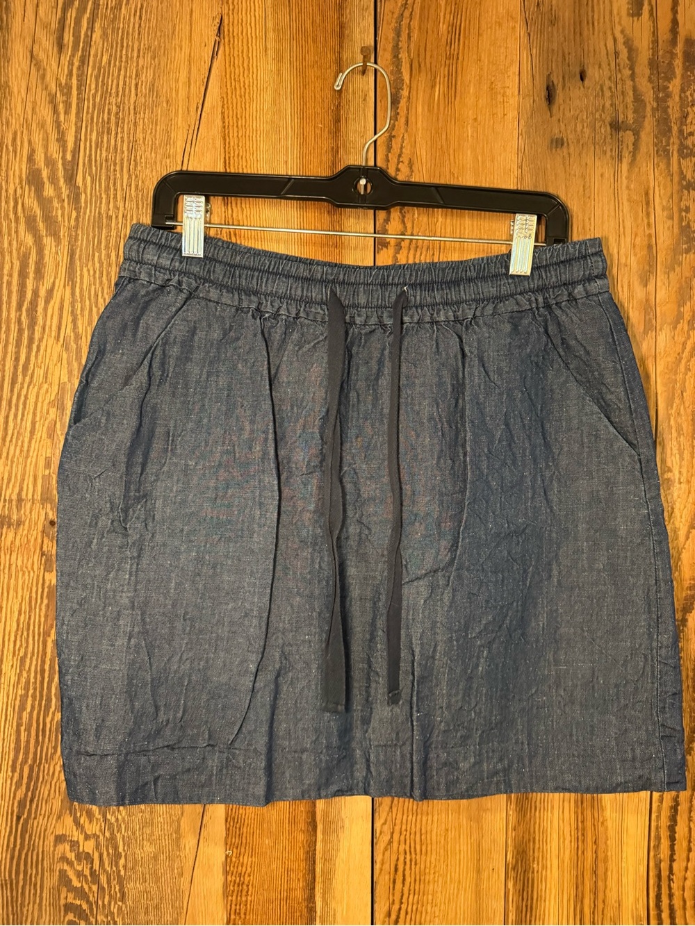 Ann Taylor Petite Elastic Waist Denim-Look Skirt in Dark Blue